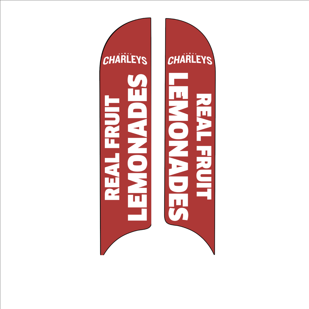 15' Charleys Philly Steaks Red "Real Fruit Lemonade" Double Sided AdverSail Flag