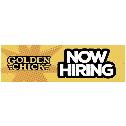 Golden Chick 3'x10' Vinyl Banner - Now Hiring