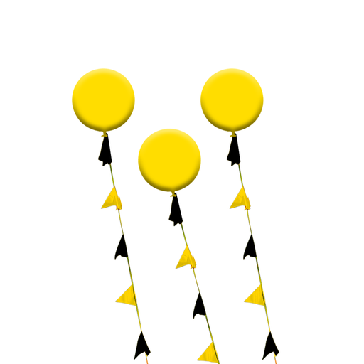 3 Yellow Cloud Busters w/ 3 100' Yellow & Black Pennant Strands